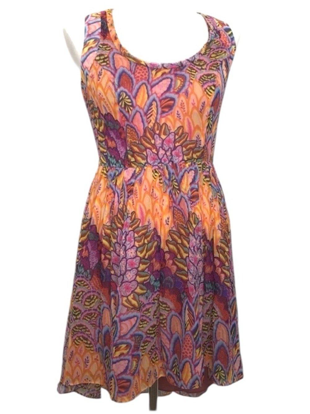 Nicole Miller Artelier Silk High Low Dress Boho Floral Multicolor Size 6